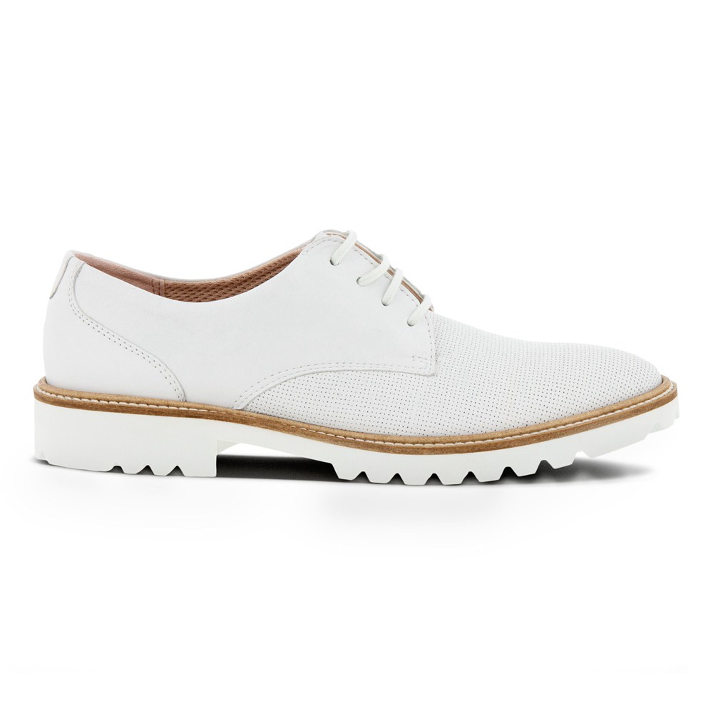 ECCO Womens Dress Shoes White - Modern Tailored Laced Derby - HWC-210873